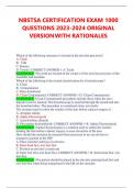 NBSTSA CERTIFICATION EXAM 1000 QUESTIONS 2023-2024 ORIGINAL VERSIONWITH RATIONALES