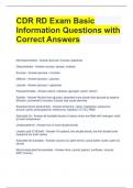 CDR RD Exam Basic Information Questions with Correct Answers