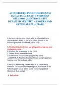 ATI MEDSURG PROCTORED EXAM  2024 ACTUAL EXAM 3 VERSIONS  WITH 400+ QUESTIONS WITH  DETAILED VERIFIED ANSWERS AND  RATIONALE /A+ GRADE