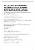 ATI CAPSTONE NURSING CARE OF CHILDREN/MATERNAL NEWBORN EXAM QUESTIONS AND ANSWERS 