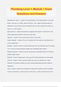 Plumbing Level 1, Module 1 Exam Questions and Answers