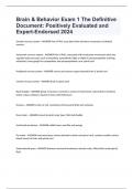 Brain & Behavior Exam 1 The Definitive Document Positively Evaluated and Expert-Endorsed 2024