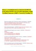 WGU C175/D426 DATA MANAGEMENT FOUNDATIONS OA EXAM Questions With Verified Answers | WGU C175/d426 Data Management Foundations Final Exam Study Review Questions and Answers (100% Solved) | WGU C175 Final Exam Questions and Answers & WGU C175 Data Managemen