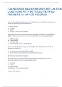 PAX SCIENCE NLM EXAM 2024 ACTUAL EXAM QUESTIONS WITH DETAILED VERIFIED ANSWERSA+ GRADE ASSURED