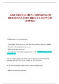 WGU D265 CRITICAL THINKING 200  QUESTIONS AND CORRECT ANSWERS  2023/2024