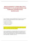 HESI MATERNITY V1/HESI PRACTICE  MATERNITY V1 EXAM QUESTIONS AND  VERIFIED ANSWERS WITH  RATIONALES