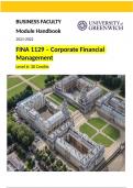 FINA 1129 – Corporate Financial Management