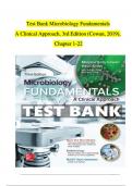 TEST BANK For Microbiology Fundamentals-A Clinical Approach, 3rd Edition (Cowan, 2019), All Chapters 1 - 22, Complete Newest Version