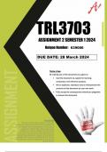 TRL3703 assignment 2 solutions semester 1 2024 (full answers and references)