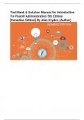 Test Bank & Solution Manual for Introduction  To Payroll Administration 5th Edition  [Canadian Edition] By Alan Dryden (Author