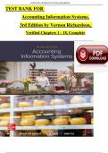 Accounting Information Systems, 3rd Edition TEST BANK by Vernon Richardson, Verified Chapters 1 - 18, Complete Newest Version