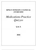 RPSGT DOMAIN 1 CLINICAL OVERVIEW MEDICATIONS PRACTICE QUIZZES Q & A 2024