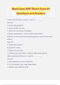 West Coast EMT Block Exam #1 Questions and Answers