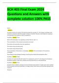 BCH 403 Final Exam 2024 Questions and Answers with  complete solution 100% PASS