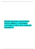 PHARM 180 QUIZ 3 QUESTIONS WITH CORRECT ANSWERED ANSWERS LATEST 2024 ALREADY GRADED A+   