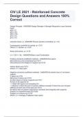 CIV LE 2021 - Reinforced Concrete Design Questions and Answers 100% Correct