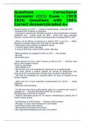 Questions - Correctional Counselor (CC1) Exam – CDCR 2024| Questions with 100% Correct Answers|Graded A+