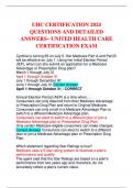 UHC CERTIFICATION 2024 QUESTIONS AND DETAILED ANSWERS~ UNITED HEALTH CARE CERTIFICATION EXAM