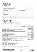 AQA AS CHEMISTRY Paper 2 Organic and Physical Chemistry question paper (7404/2)/2)