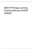 BIOD 171 Portage Learning  Final ExamReview LATEST  UPDATE