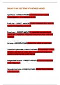   Hypothesis - CORRECT ANSWER-a tentative answer to a well  framed question - an explanation on trial    Prediction - CORRECT ANSWER-A logical statement about what will  happen if the hypothesis is correct.    Experiment - CORRECT ANSWER-a repeatable proc