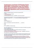 Contractors Law Exam CA Practice Exam  2024-2025 | Contractors Law CA Practice Exam CA Contractors Law Practice Exam  2024-2025 Questions and Correct Answers  Rated A+