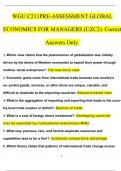 PRE-ASSESSMENT GLOBAL ECONOMICS FOR MANAGERS (UZC2). WGU C211. Correct Answers Only. 2024