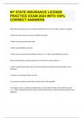 NY STATE INSURANCE LICENSE PRACTICE EXAM 2024 WITH 100% CORRECT ANSWERS