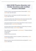 AQA GCSE Physics Absorber and Emitter Questions with Certified Answers 2023/2024