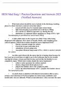 HESI Med Surg 1 Practice Questions and Answers 2023 | 100% Verified Answers