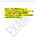 CRCS – PRACTICE EXAM A > CREDITS AND COLLECTIONS (Q + A ) QUESTIONS WITH CORRECT ANSWERED ANSWERS LATEST 2024 ALREADYIGRADED A+ 