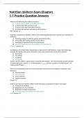 Nutrition midterm Exam Chapters 1-7 Practice Question Answers.