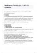 Nur Pharm - Test #2 - Ch. 19 NCLEX Questions  And Answers