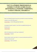 NAVY E-6 PMKEE PROFESSIONAL  CONDUCT STUDY GUIDE EXAM |  QUESTIONS & ANSWERS (VERIFIED) |  LATEST UPDATE | GRADED A+