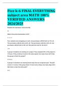 BEST ANSWERS Ftce k-6 FINAL EVERYTHING subject area MATH 100%  VERIFIED ANSWERS  2024/2025