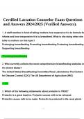 Certified Lactation Counselor Exam Questions and Answers 2024/2025 (Verified Answers).
