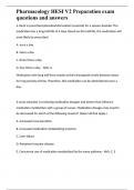 Pharmacology HESI V2 Preparation exam questions and answers 