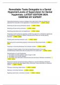 Remediable Tasks Delegable to a Dental Hygienist/Levels of Supervision for Dental Hygienists. LATEST EDITION 2024. VERIFIED BY EXPERT