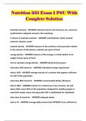 Nutrition 251 Exam 1 PSU With Complete Solution