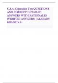 U.S.A. Citizenship Test QUESTIONS  AND CORRECT DETAILED  ANSWERS WITH RATIONALES  (VERIFIED ANSWERS) |ALREADY  GRADED A+