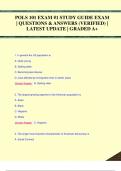 POLS 101 EXAM #1 STUDY GUIDE EXAM  | QUESTIONS & ANSWERS (VERIFIED) |  LATEST UPDATE | GRADED A+POLS 101 EXAM #1 STUDY GUIDE EXAM  | QUESTIONS & ANSWERS (VERIFIED) |  LATEST UPDATE | GRADED A+