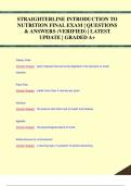 STRAIGHTERLINE INTRODUCTION TO  NUTRITION FINAL EXAM | QUESTIONS  & ANSWERS (VERIFIED) | LATEST  UPDATE | GRADED A+STRAIGHTERLINE INTRODUCTION TO  NUTRITION FINAL EXAM | QUESTIONS  & ANSWERS (VERIFIED) | LATEST  UPDATE | GRADED A+