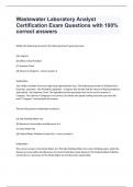 Wastewater Laboratory Analyst Certification Exam Questions with 100% correct answers