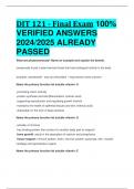 BEST REVIEW DIT 121 - Final Exam 100%  VERIFIED ANSWERS  2024/2025 ALREADY  PASSED