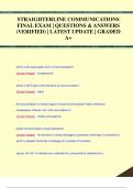 STRAIGHTERLINE COMMUNICATIONS  FINAL EXAM | QUESTIONS & ANSWESTRAIGHTERLINE COMMUNICATIONS  FINAL EXAM | QUESTIONS & ANSWERS  (VERIFIED) | LATEST UPDATE | GRADED  A+RS  (VERIFIED) | LATEST UPDATE | GRADED  A+