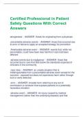 Certified Professional in Patient Safety Questions With Correct Answers