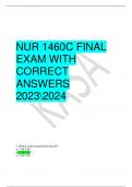 NUR 1460C FINAL  EXAM WITH  CORRECT  ANSWERS  20232024