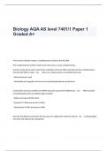 Biology AQA AS level 7401/1 Paper 1 Graded A+