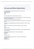 CA Law and Ethics Dental Exam with correct Answers 100%