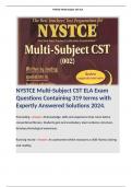 NYSTCE Multi-Subject CST ELA Exam Questions Containing 319 terms with Expertly Answered Solutions 2024. 
